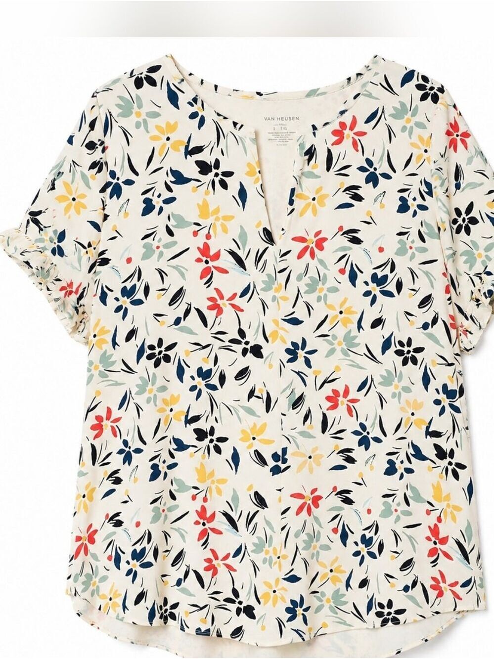 Van Heusen Floral Ruffle Sleeve Blouse XL Top